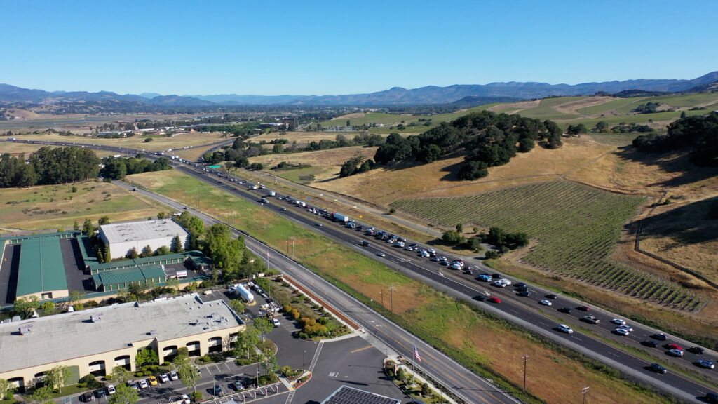 Photo of traffic through Soscol Junction during morning rush hour