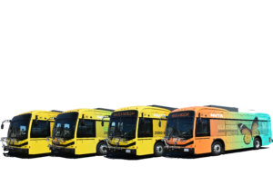 Image of four Vine transit zero-emission buses
