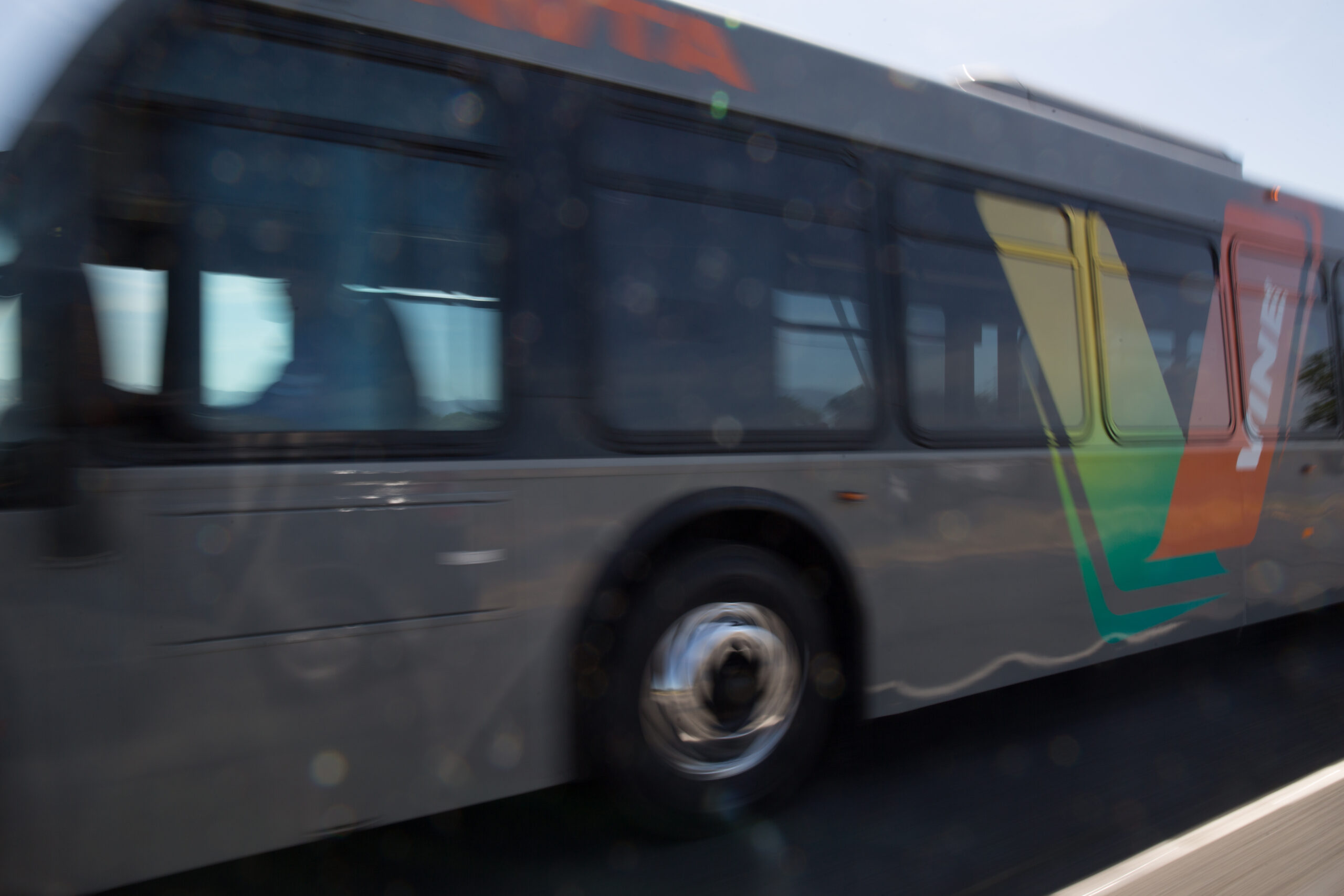 Blurred Napa Valley bus