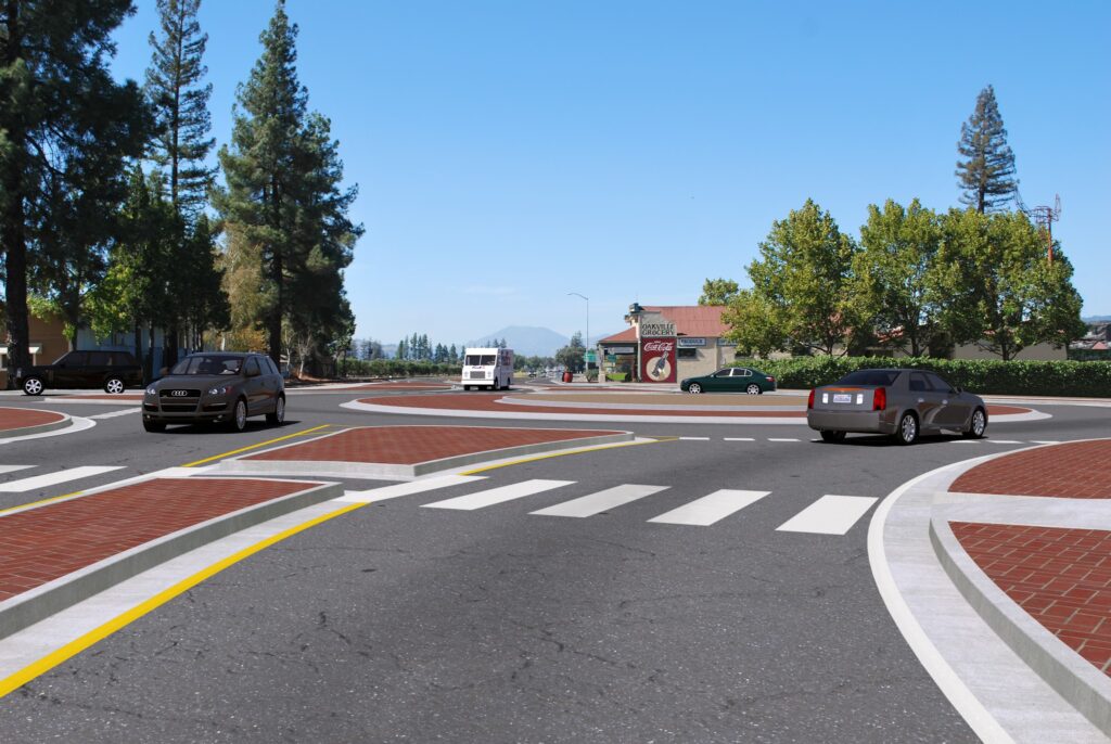 A roundabout is proposed at SR 29 and Oakville Cross Road. 