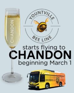A flyer for the Yountville Bee expanding its service area to Chandon Winery in Yountville. 